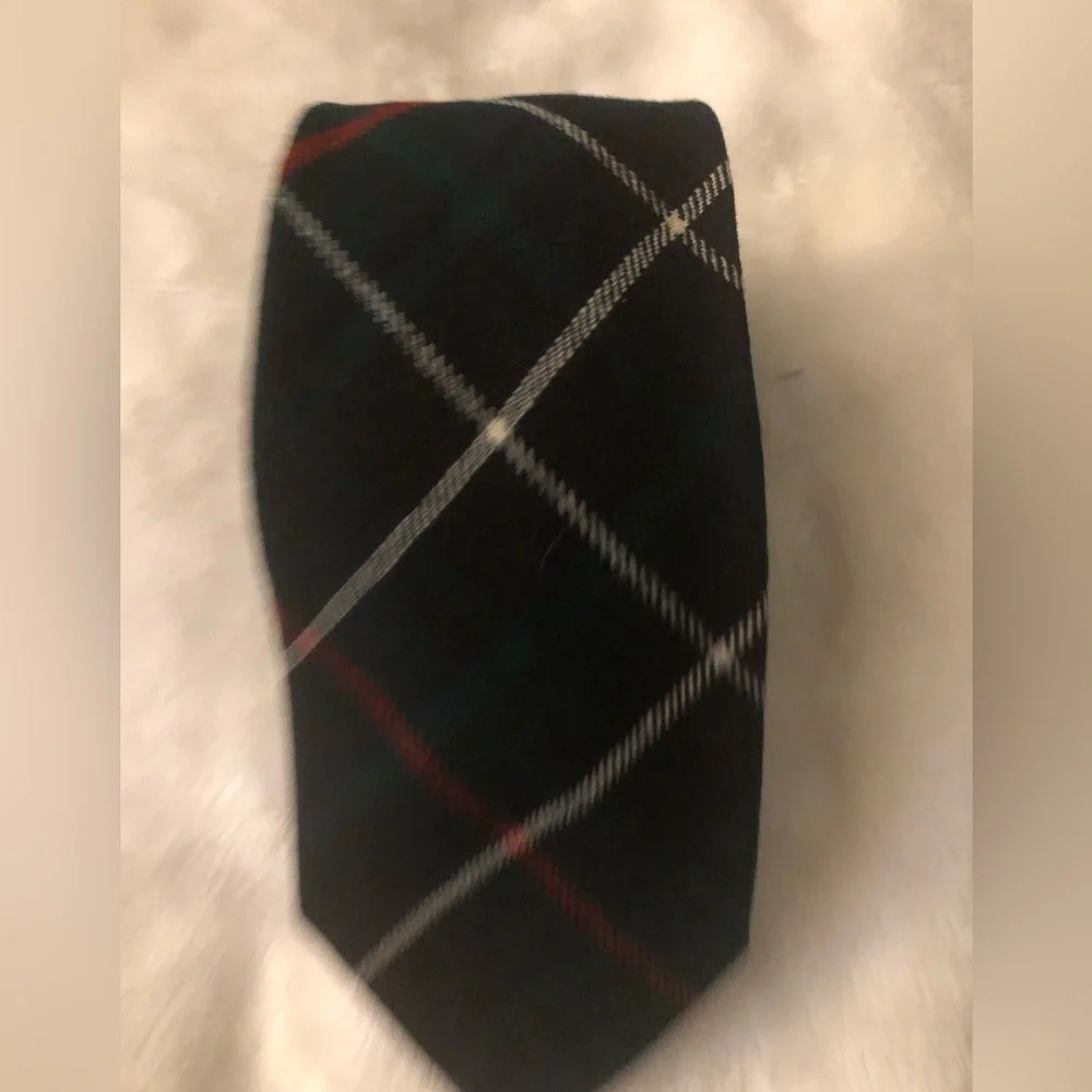 Wool Scottish Plaid Men's Tie with Subtle Green & Red Accents